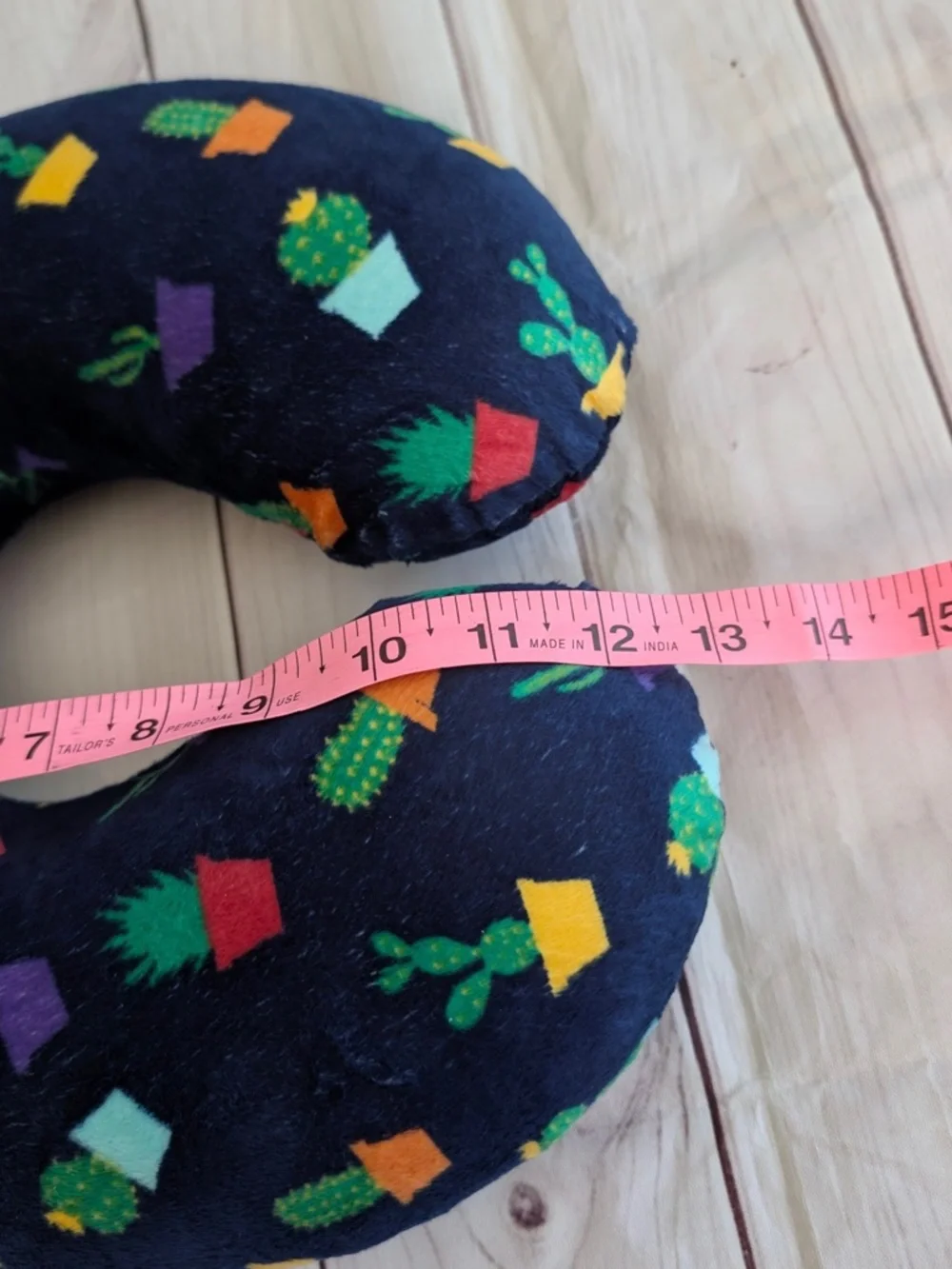 Travel Neck Airplane Pillow Memory Foam Neck Support Blue Cactus Print velvet